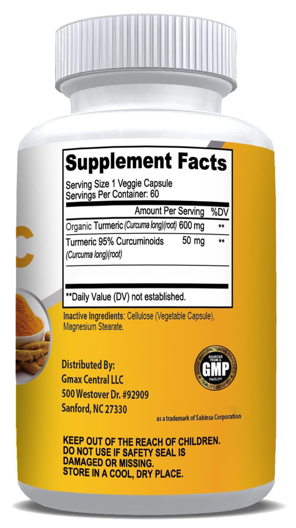 NusaPure Turmeric Curcumin 600 mg - 60 Capsules | 95% Curcuminoids