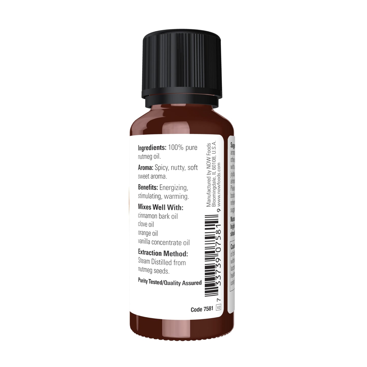 NOW Nutmeg Essential Oil - Steam Distilled, Energizing Aromatherapy, 100% Pure, 1 oz