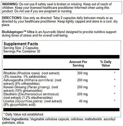 Nutra BioGenesis Bioadaptogen Ultra - Adaptogens for Stress Support (60 Caps)