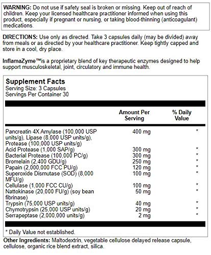 Nutra Biogenesis InfamaZyme Digestive Enzymes for Women & Men – Pancreatin, Bromelain, Papain | 90 Capsules