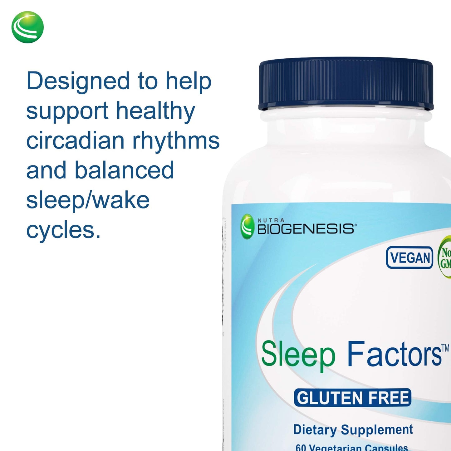 Nutra Biogenesis Sleep Factors - Sleep Aid with Melatonin, Magnesium, Valerian, GABA & L-Theanine (60 Veggie Capsules)