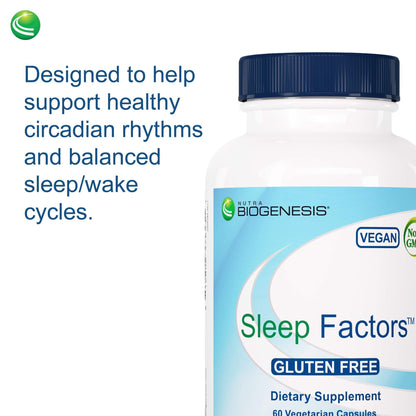 Nutra Biogenesis Sleep Factors - Sleep Aid with Melatonin, Magnesium, Valerian, GABA & L-Theanine (60 Veggie Capsules)