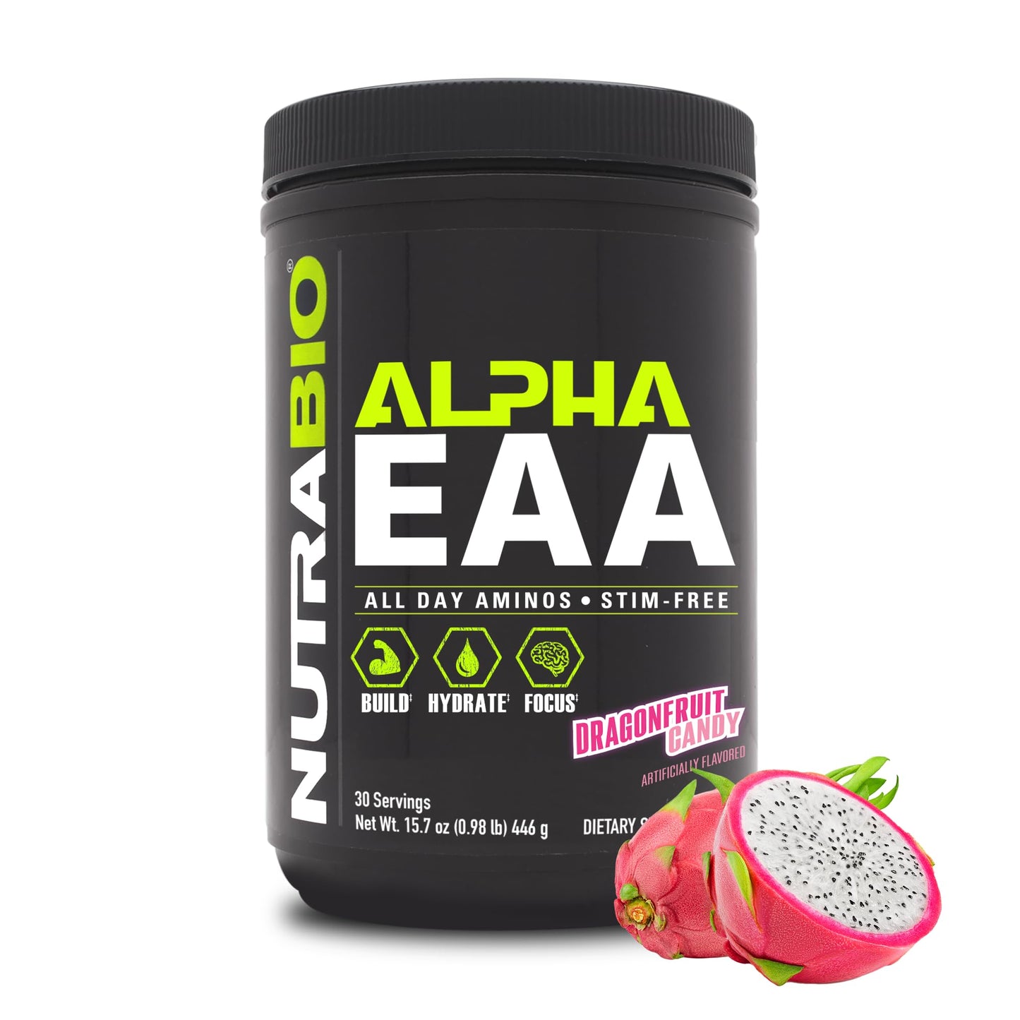 NutraBio Alpha EAA – All-Day Amino Acids for Recovery, Hydration & Focus | Dragon Fruit
