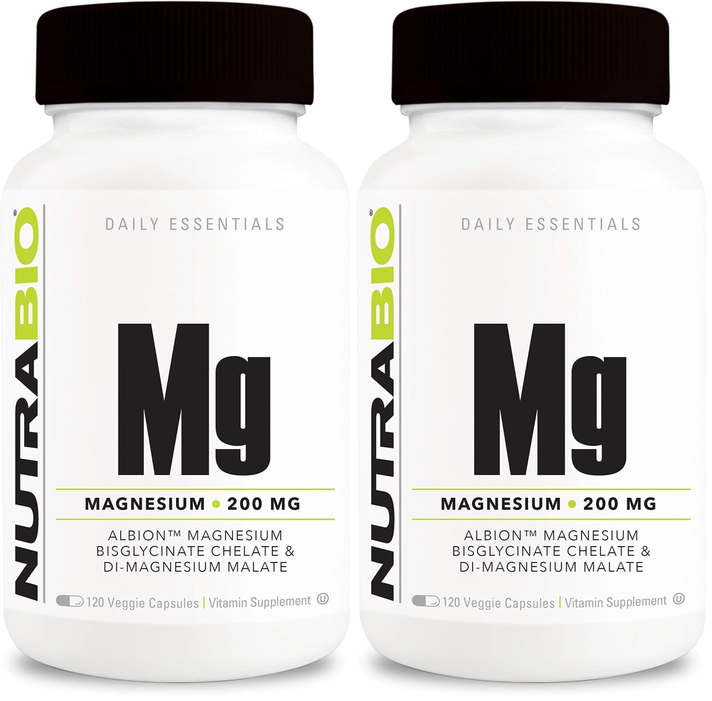 NutraBio Magnesium Glycinate + D-Magnesium Malate | Sleep Support (Pack of 2)