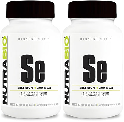 NutraBio Selenium 200mcg Supplement – 90 Veg Capsules (2-Pack)