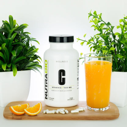NutraBio Vitamin C with Rose Hips - 1000mg per Capsule, 120 Caps