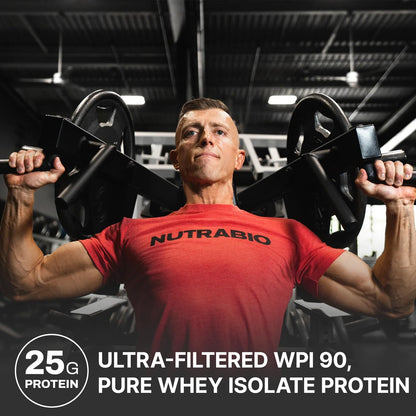 NutraBio 100% Whey Isolate Protein Powder – 25g Protein per Serving, Non-GMO, Gluten & Soy Free, Low Carb & Low Calorie, 5 Lbs (Raw Unflavored)