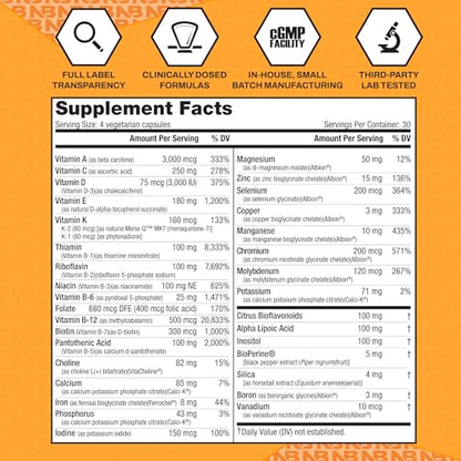 NutraBio Multisport for Men – Men's Multivitamin with 33 Vitamins & Minerals