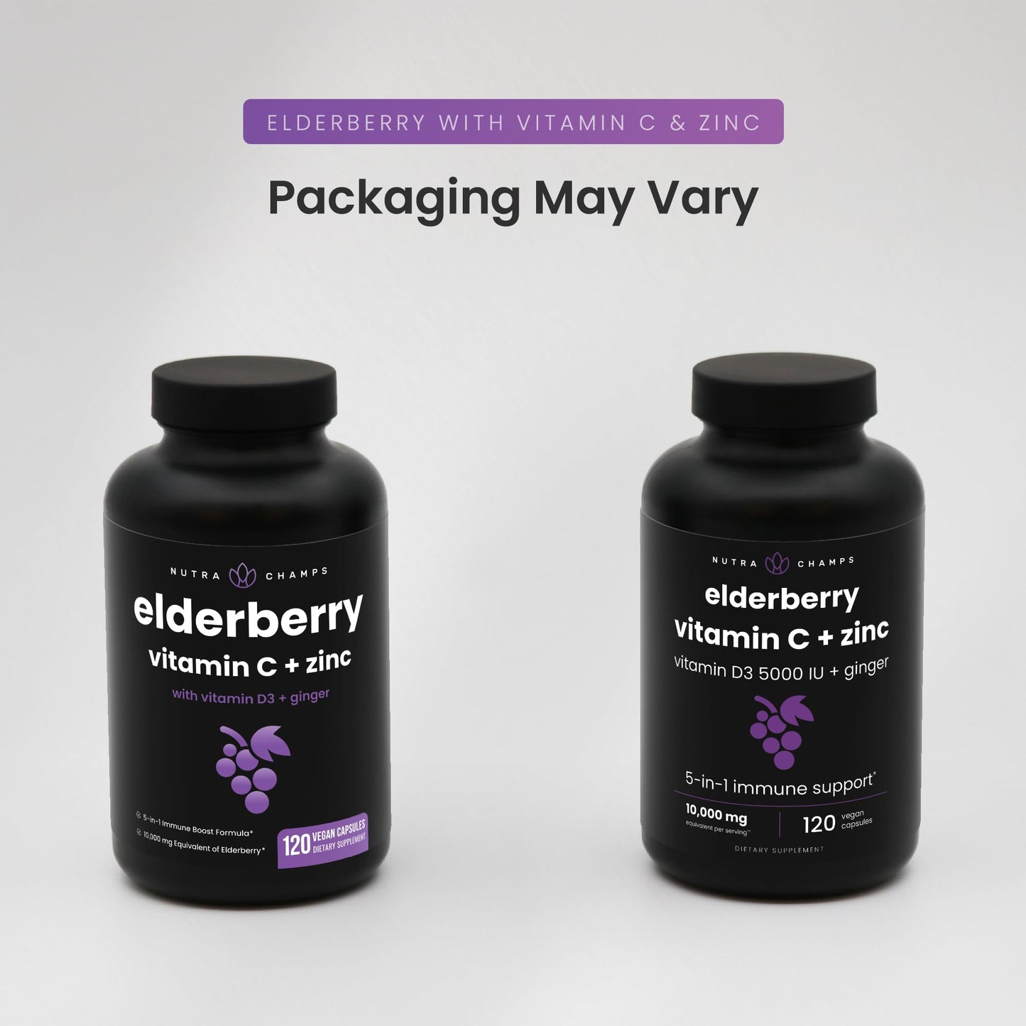 NutraChamps Elderberry 5-in-1 Immunity Supplement - 10,000mg Sambucus Elderberry with Vitamin C, Zinc & Vitamin D3 (Adults)