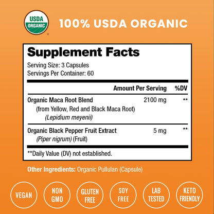 NutraChamps USDA Organic Maca Root Capsules – 2100mg, 180 Count
