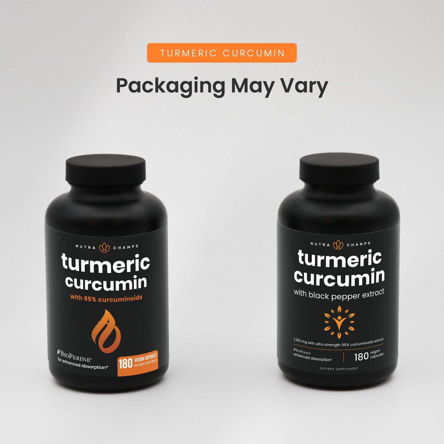 NutraChamps Turmeric Curcumin 1500mg with Black Pepper – 180 Veg Capsules