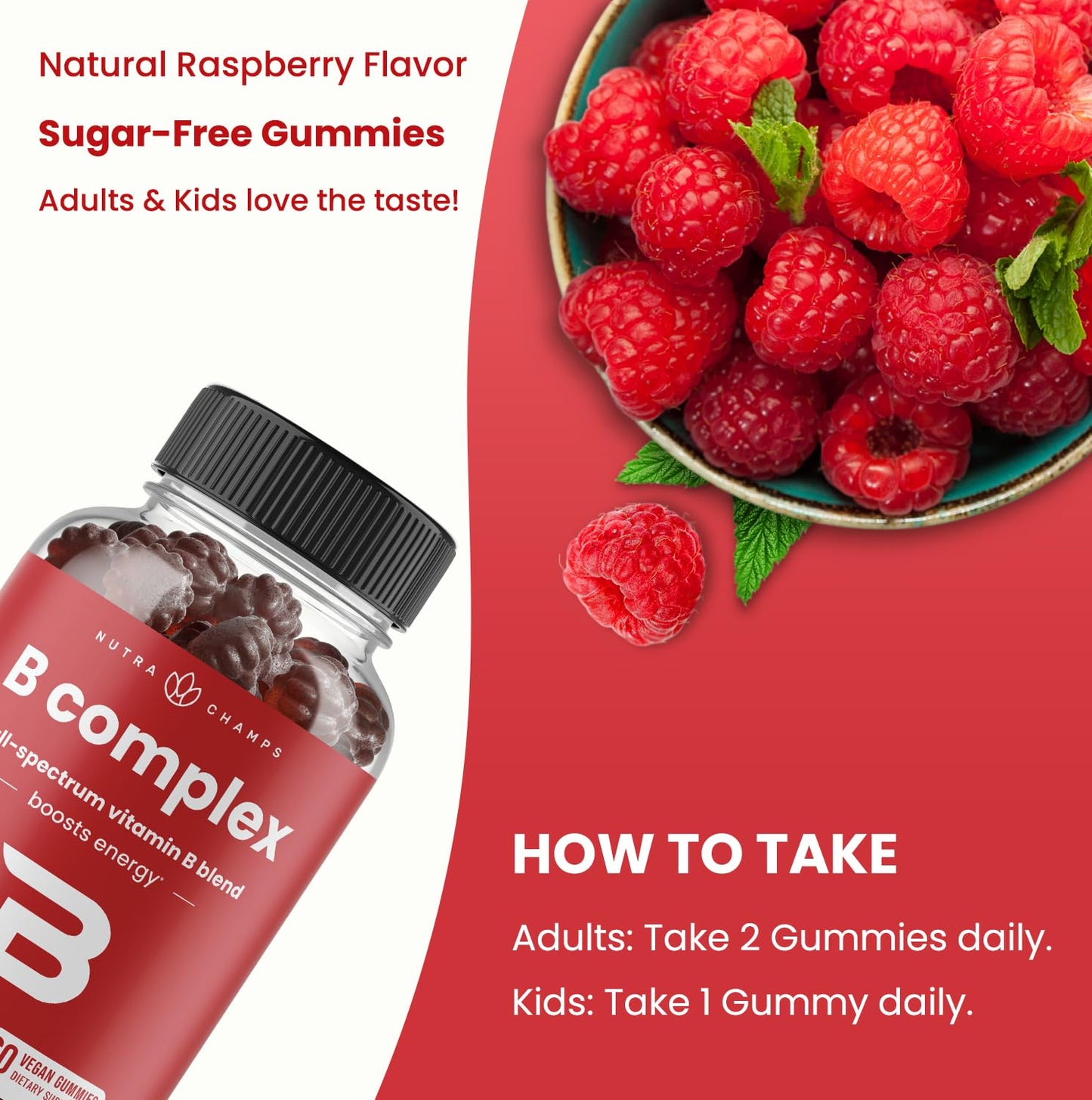 NutraChamps Vitamin B Complex Gummies – B Vitamins for Energy, Focus & Mood