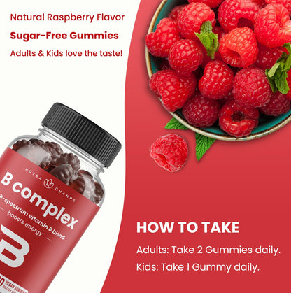 NutraChamps Vitamin B Complex Gummies – B Vitamins for Energy, Focus & Mood