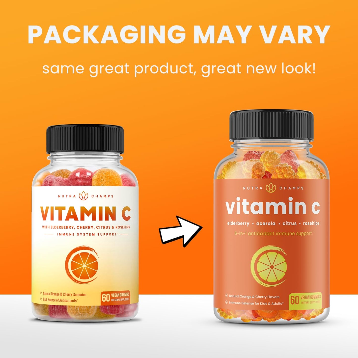 NutraChamps Vitamin C Gummies for Adults & Kids – 5-in-1 Immune Support