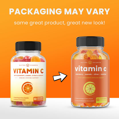 NutraChamps Vitamin C Gummies for Adults & Kids – 5-in-1 Immune Support