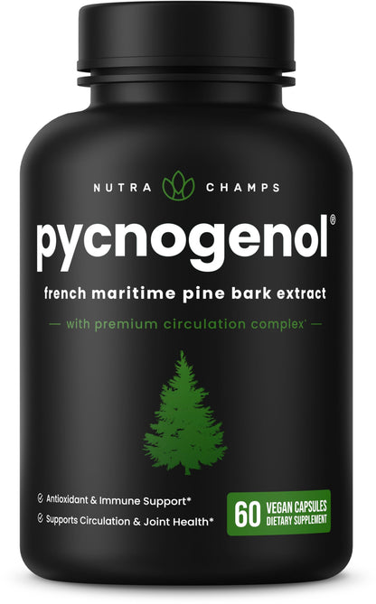 NutraChamps Pycnogenol French Maritime Pine Bark Extract – Premium Circulation & Blood Flow (60 Capsules)