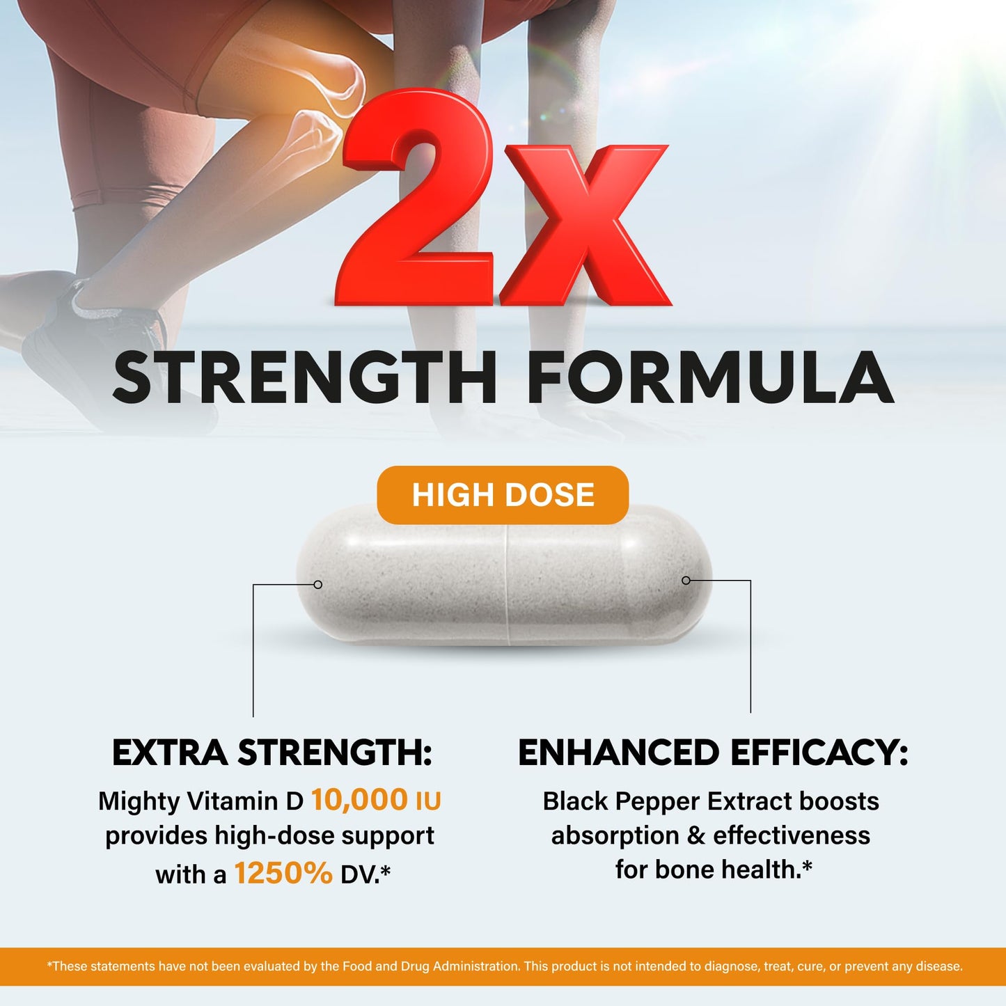 Vitamin D3 10000 IU + K2 MK-7 (120 caps) – Immune & Bone Support