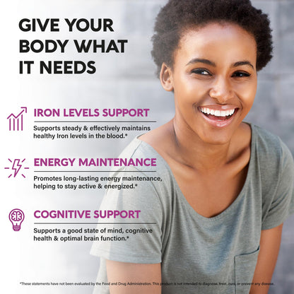 Iron 65mg Slow Release Supplement for Women | NutraHarmony 120 Capsules