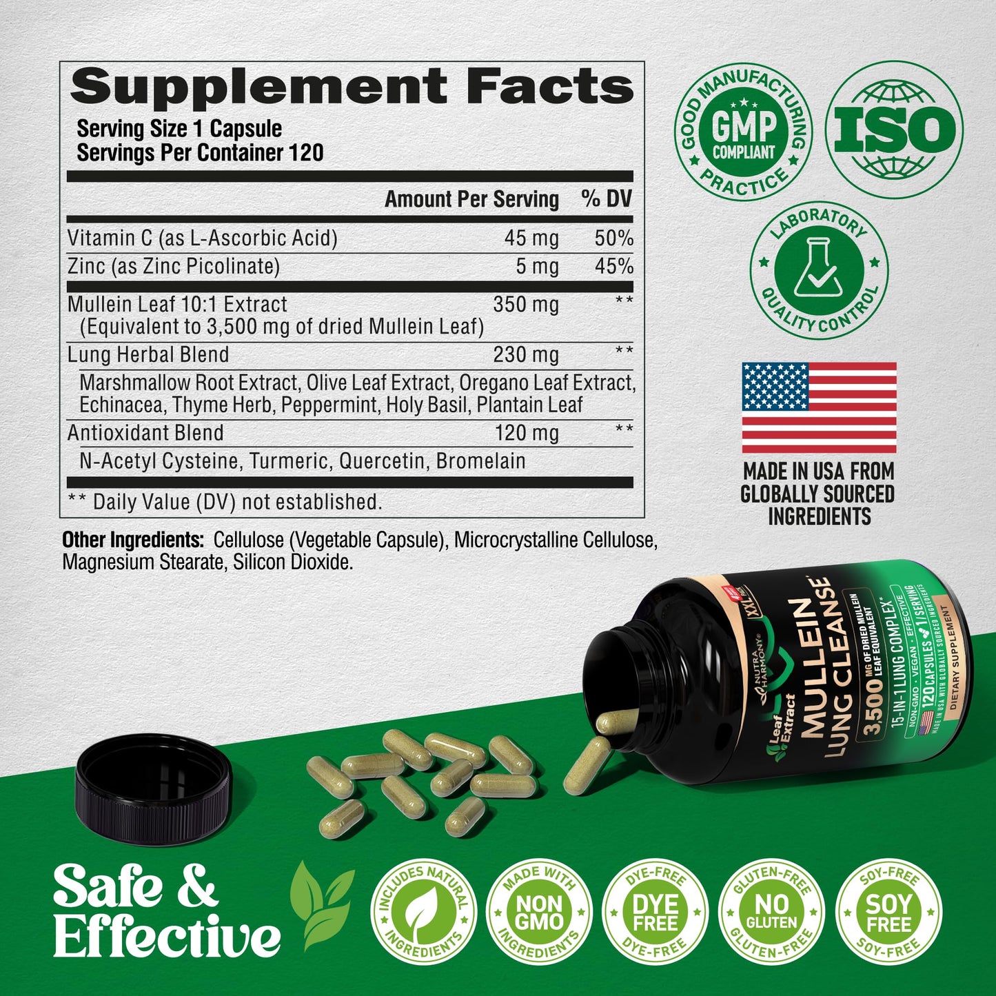 Mullein Leaf Extract for Lung Detox – 15-in-1 Lung Support (Made in USA)