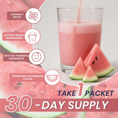 NUTRAJOY Happy Cleaner Gut Health Probiotic Powder - Watermelon Flavor, for Women, 30 Servings