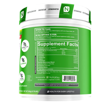 NutraKey BCAA Optima Post-Workout Recovery – No Sugar, No Carb | Strawberry Watermelon