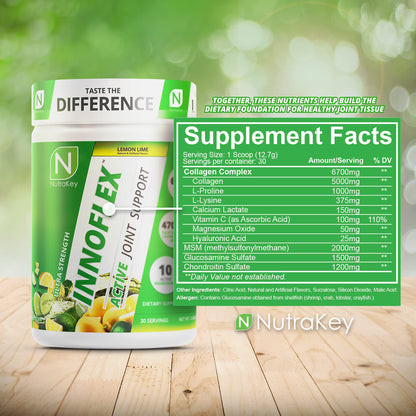 NutraKey Innoflex 1500mg - Glucosamine, Chondroitin, MSM, Hyaluronic Acid & Collagen
