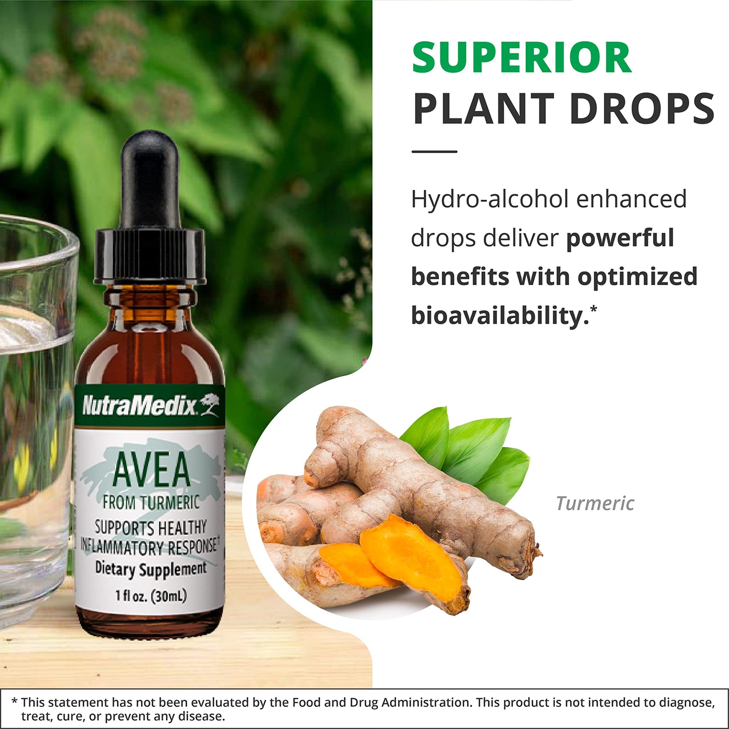 NutraMedix Avea Turmeric Extract - Liquid Turmeric Drops for Stress & Mood Support | 1oz (30ml) Pack of 2