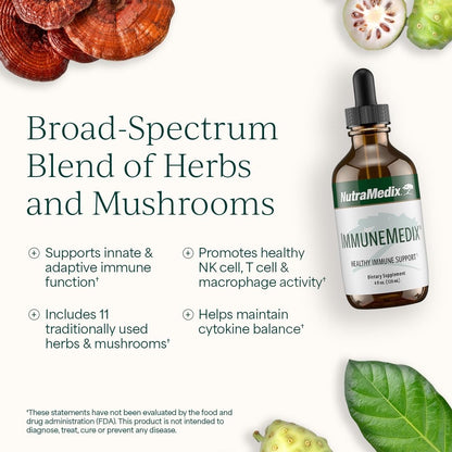 NutraMedix ImmuneMedix – Seasonal Immunity Support with 11 Plant & Mushroom Extracts (4 oz) | Broad-Spectrum Bioavailable Immunity