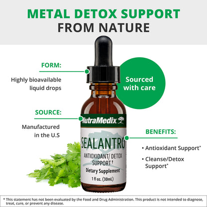NutraMedix Sealantro Detox Drops – Chlorella, Cilantro & Pacific Red Seaweed (1oz)