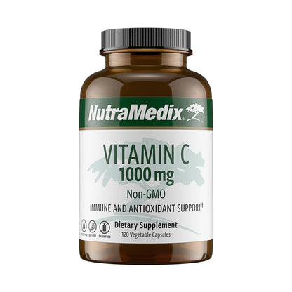 NutraMedix Vitamin C 1000mg – Immune Support & Heart Health | 120 Vegetarian Capsules | Vegan, Non-GMO