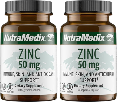 NutraMedix Zinc 50mg – Immune Support, Skin Health & Antioxidant (Pack of 2, 60 Capsules)