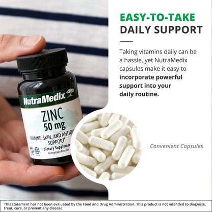 NutraMedix Zinc 50mg – Immune Support, Skin Health & Antioxidant (Pack of 2, 60 Capsules)