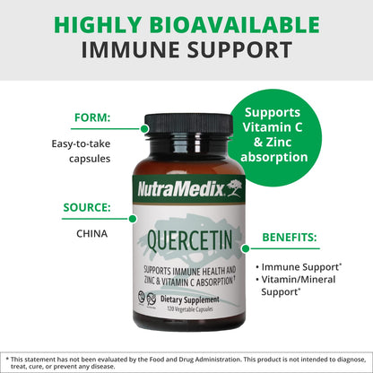 NutraMedix Quercetin 500mg Capsules – Immune Support, Antioxidant & Heart Health