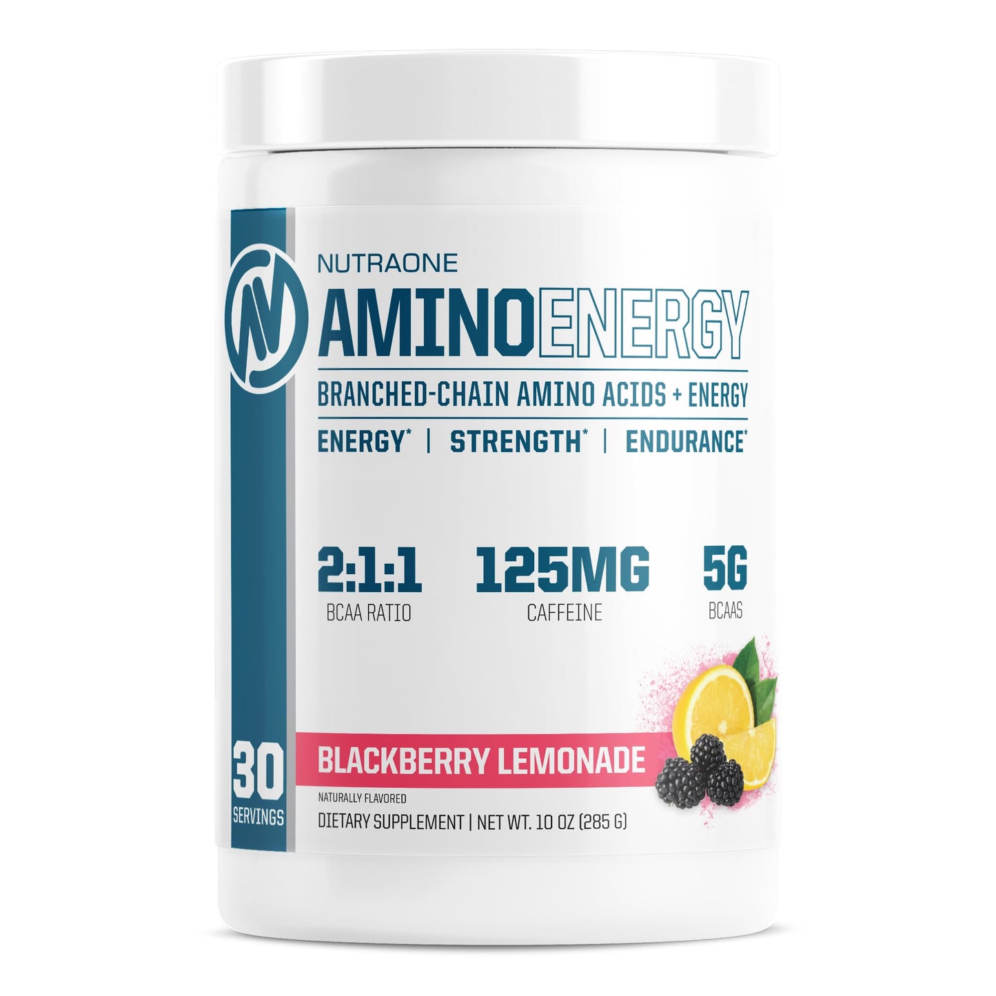 NutraOne Amino Energy BCAA Powder – Pre-Workout with Caffeine (Berry Lemonade, 30 Servings)
