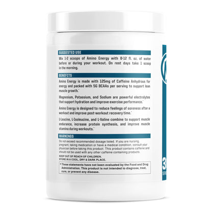 NutraOne Amino Energy BCAA Powder – Pre-Workout with Caffeine (Berry Lemonade, 30 Servings)