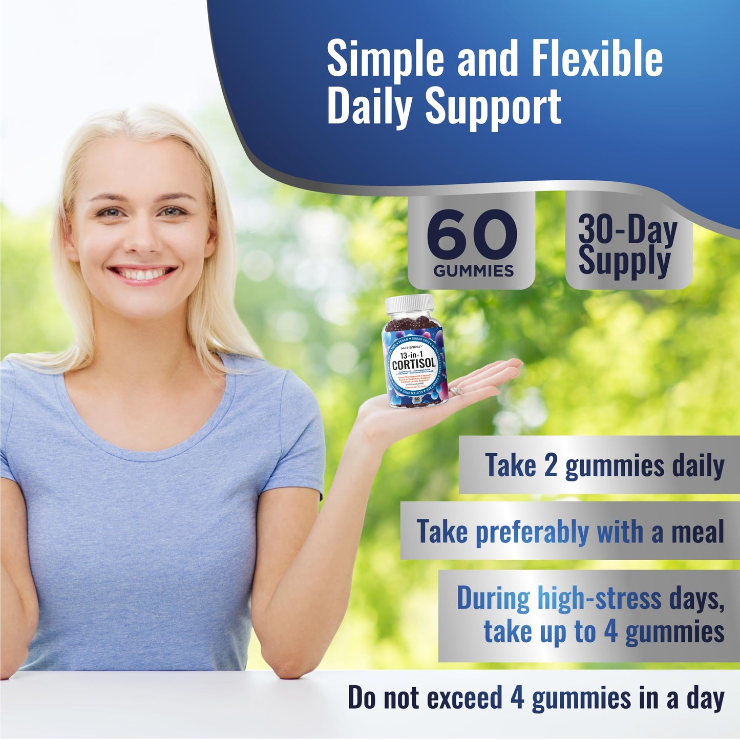 NutraPep Cortisol Gummies for Women & Men — 13-in-1 Cortisol Reducer (Vegan, Sugar Free)