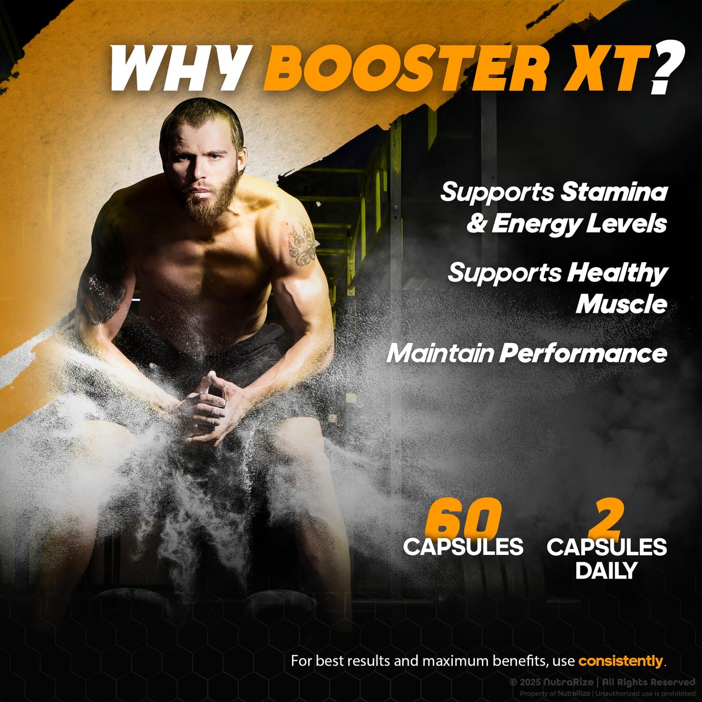 NutraRize Booster XT – Pack of 3 for Men | Energy & Peak Performance | 180 Capsules