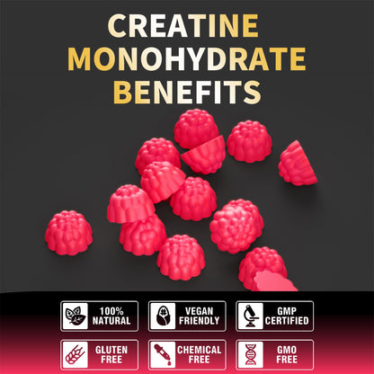 Nutravita Creatine Monohydrate Gummies – 5g per Serving, Vegan, Sugar Free, Cherry, 120 Count