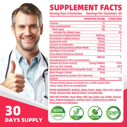 Nutravita Glucosamine Chondroitin Gummies with MSM & Elderberry – Joint Support