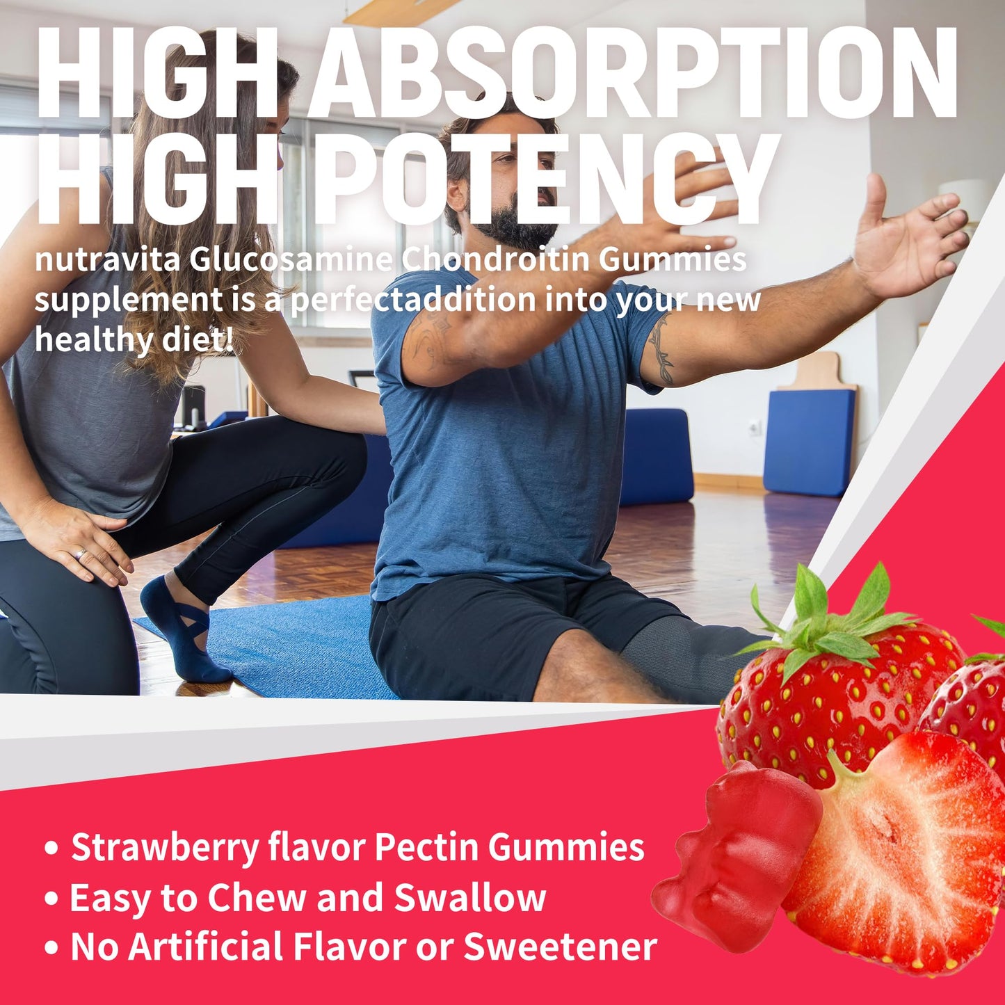 Nutravita Glucosamine Chondroitin Gummies with MSM & Elderberry – Joint Support