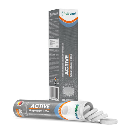 Nutrazul Active Magnesium & Zinc Effervescent Tablets – 60 Tablets | Orange Flavor