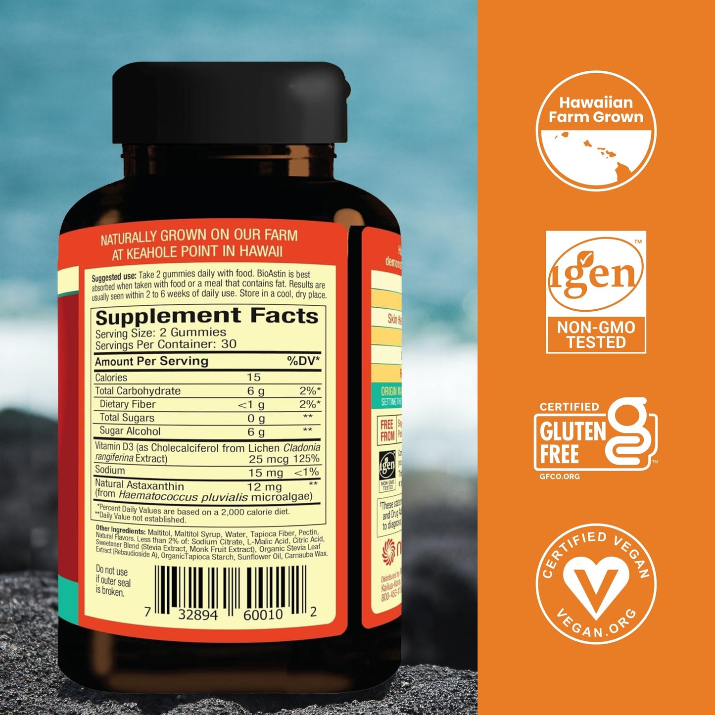 Nutrex Hawaii BioAstin Hawaiian Astaxanthin 12mg | 60 Gummies | Premium Antioxidant