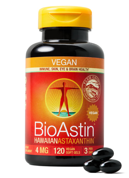 Nutrex Hawaii BioAstin Vegan Astaxanthin 4 mg | 120 Softgels | Eye, Skin, Joint & Immune Support