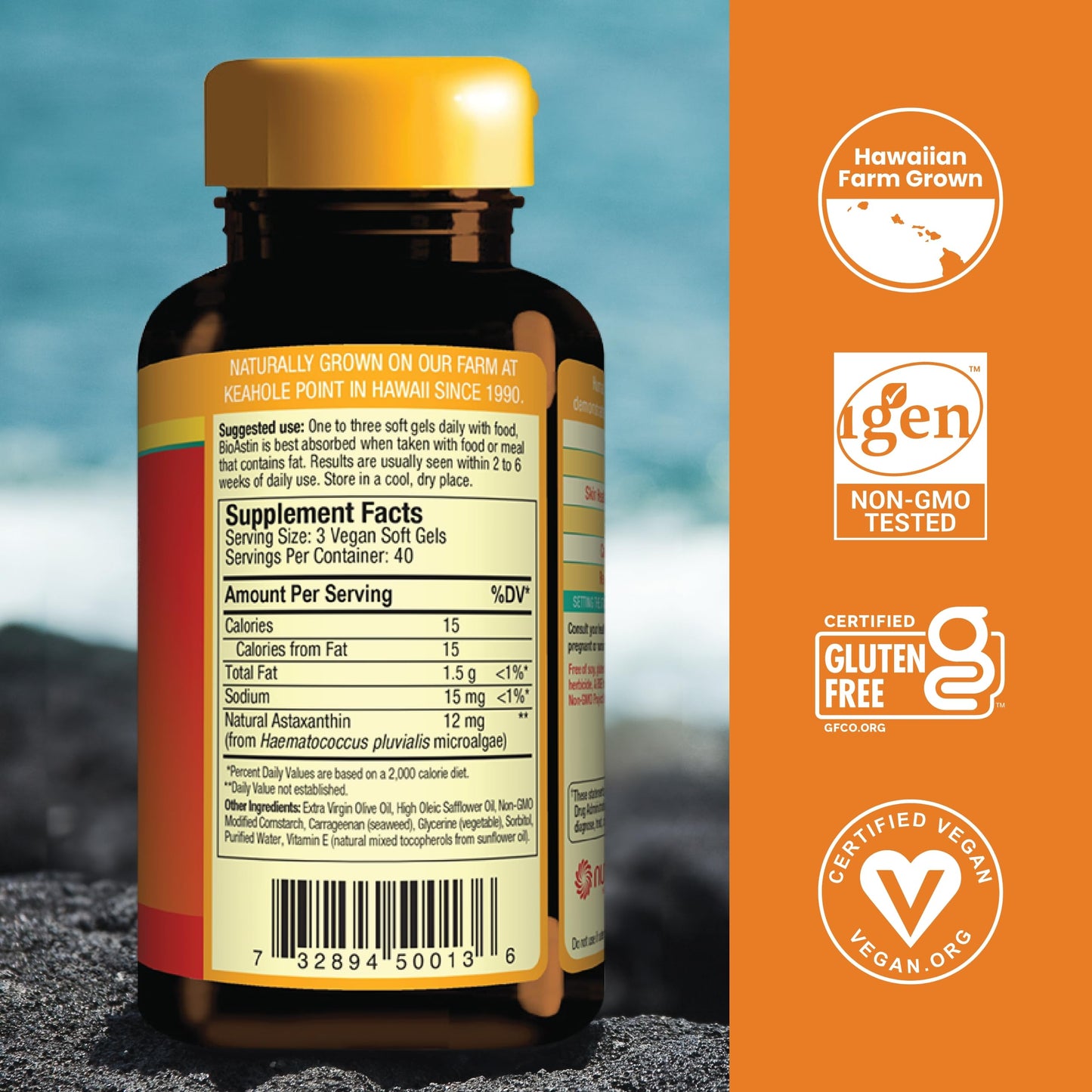 Nutrex Hawaii BioAstin Vegan Astaxanthin 4 mg | 120 Softgels | Eye, Skin, Joint & Immune Support