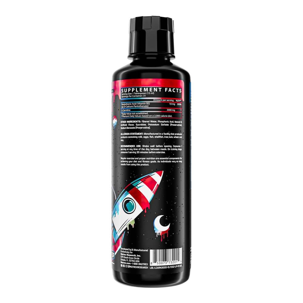 Nutrex Research Liquid Carnitine 3000 | Premium Liquid Carnitine, Stimulant Free, Lunar Pop (31 Servings)