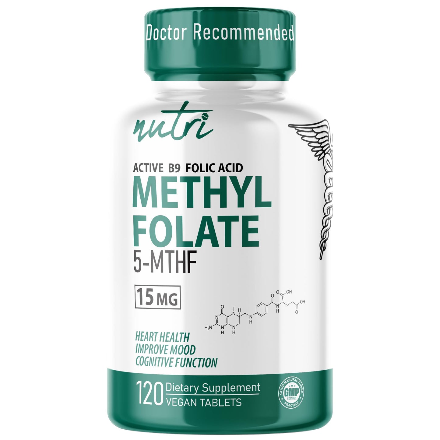 5-MTHF L-Methylfolate 15mg - 120 Vegan Tablets | 3rd-Party Tested