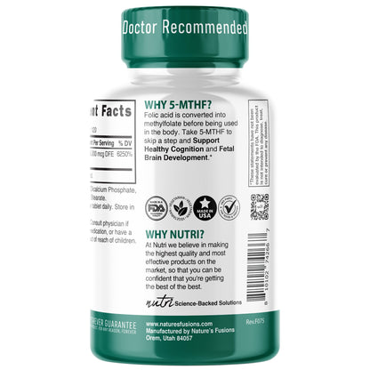 5-MTHF L-Methylfolate 15mg - 120 Vegan Tablets | 3rd-Party Tested