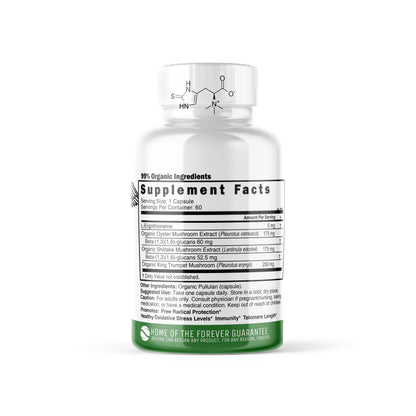 Nature's Fusions Nutri L Ergothioneine – Organic Mushroom Complex, 60 Capsules (5 mg & 600 mg Extracts)