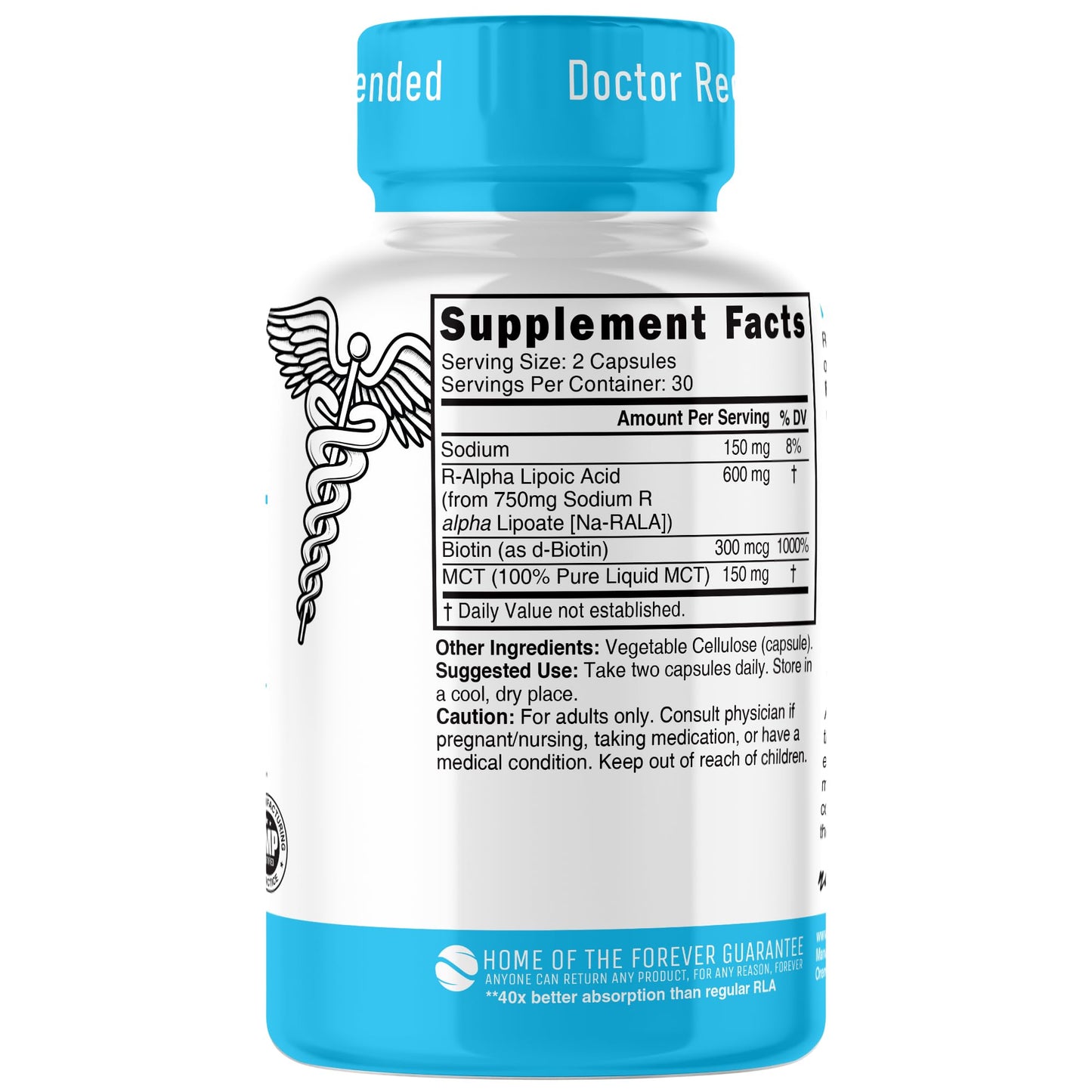 Nutri R Alpha Lipoic Acid 600mg Capsules - R-Lipoic Acid with Biotin | 60 Vegan Capsules | RALA