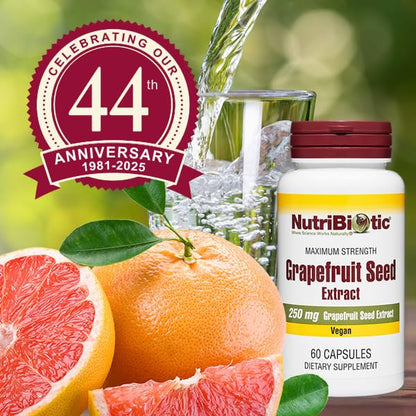 NutriBiotic Grapefruit Seed Extract Capsules 250 mg, 60 Count – Maximum Strength with Bioflavonoids